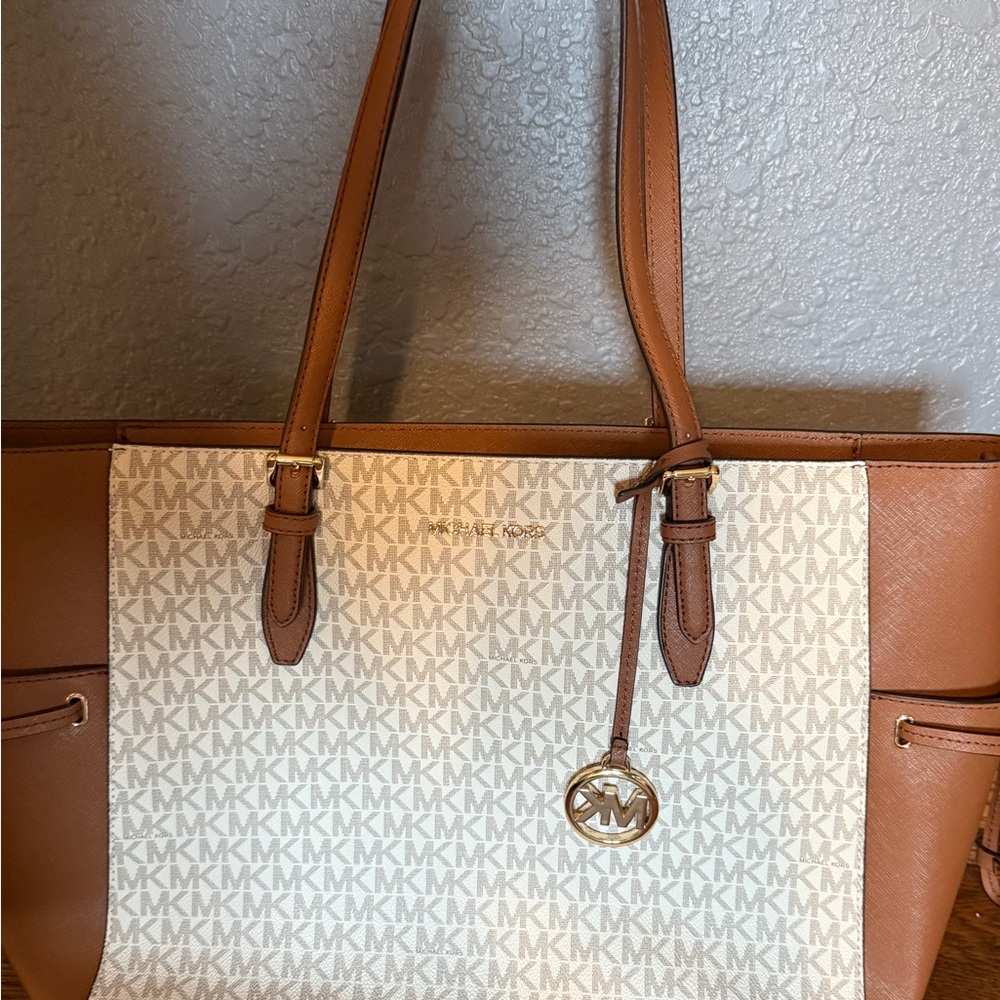 Michael Kors Brown and Cream Tote Bag